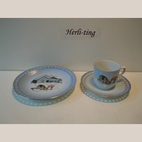 305/071 Kaffekop m.underkop + kagetallerken 616/617 17,5cm 1.sort.