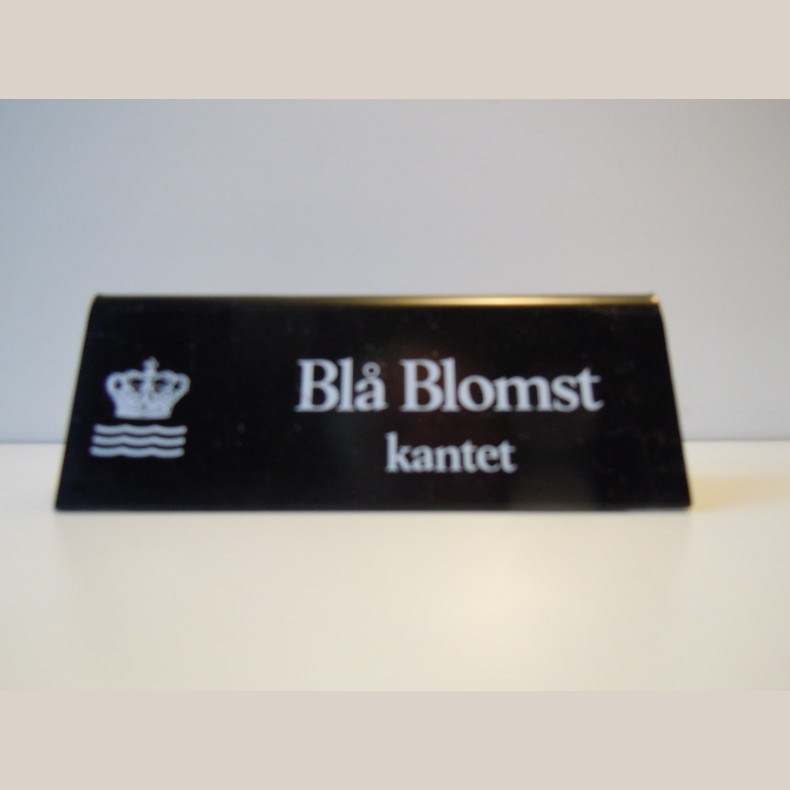 Skilt Bl Blomst Kantet